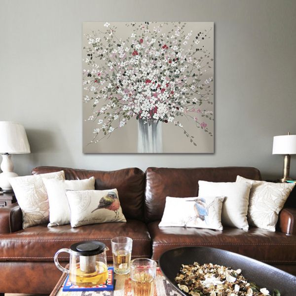 Texturas modernas pintura a mano con óleo pintura de flores de colores lienzo de pared de arte para el salón