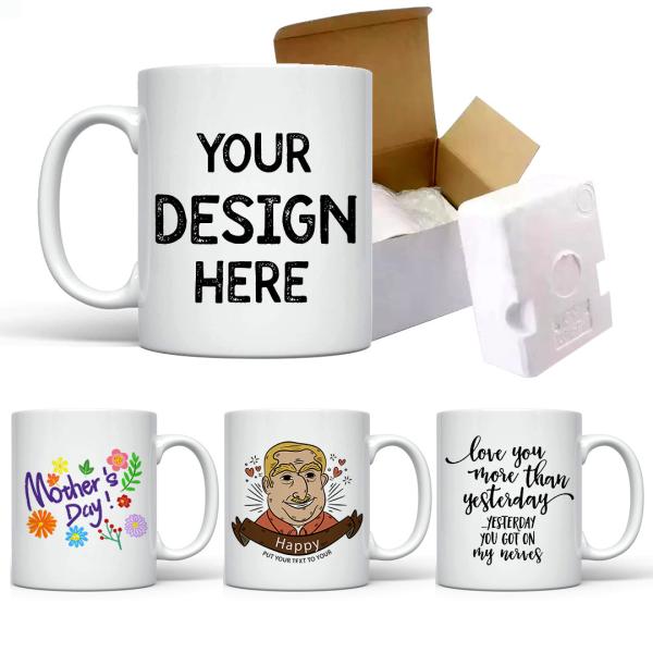 11 Oz Porcelain Ceramic Coffee Cups White Color With Custom Logo