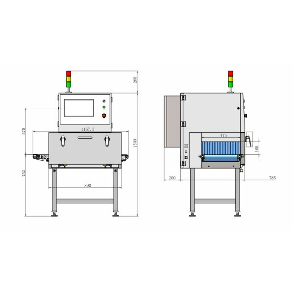 High resolusion food scanner machine Unicomp UNX4015N detect glass ceramic inside Chicken breast