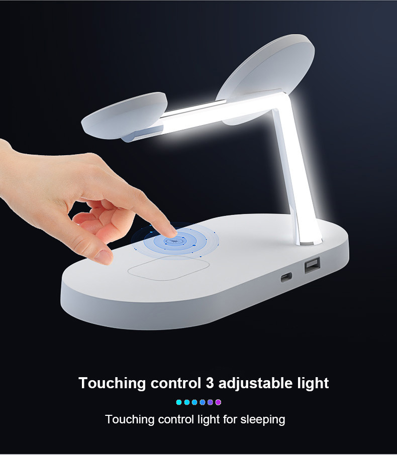 Multi-Functional 5-in-1 Wireless Charging Station with 2W Night Light and USB Output