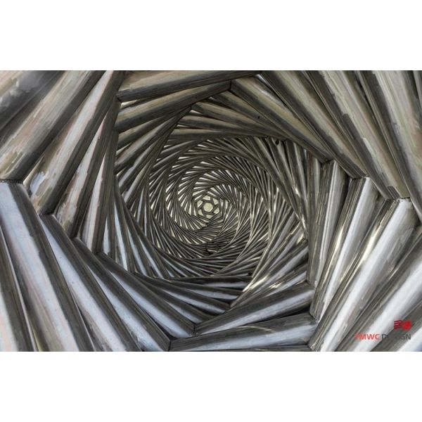 Custom Printing Metal Sculpture Blue Stainless Steel Outdoor Winding Water Pipe Structure