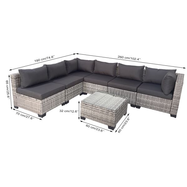 Factory 2026 Hot Sale New Modern All-Weather PE Rattan Wicker Sectional Patio Sofa Set, Outdoor Garden Furniture