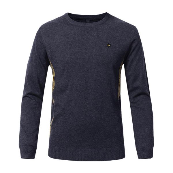 Black Warm Winter Men'S Wool Sweater , Business Casual Crew Neck Sweater