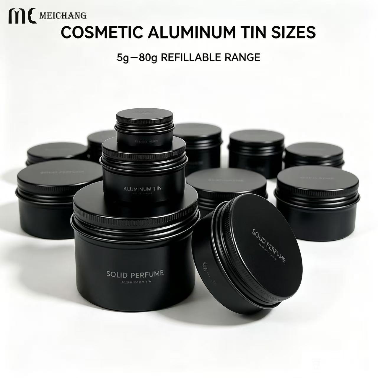 15ml–150ml Round Aluminum Screw Top Tin Jar with Clear PVC Window Lid (MC-809）