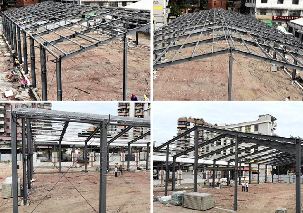 Fireproof Steel Structure Warehouse with 4-12 Meters Height and Customizable Span for Industrial Use