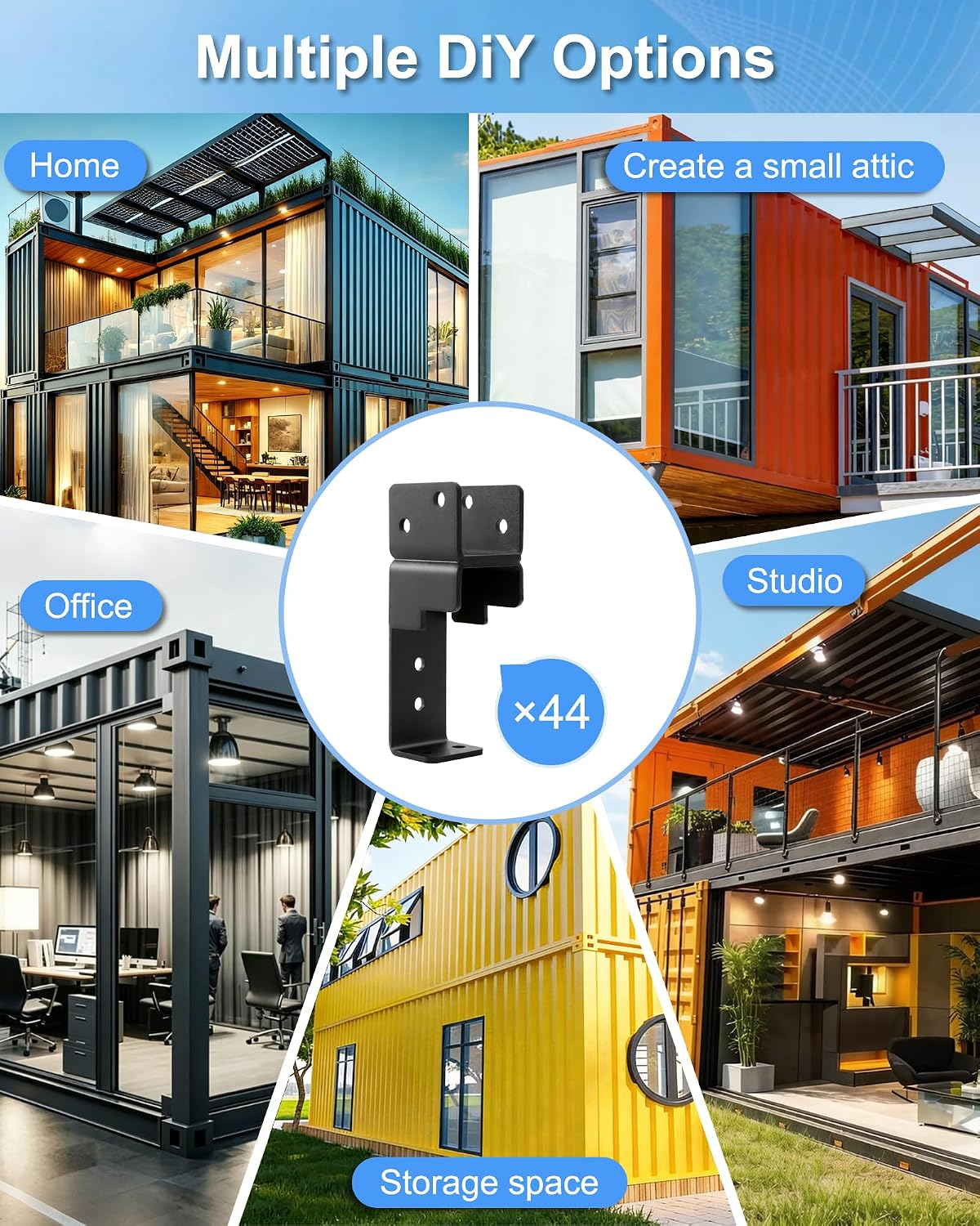 Container Roof Brackets Kit, 6PC Heavy Duty for 2x4 Wood Frame Durable Steel Brackets for Shipping Container Roof Overhaul Heavy Duty Roof Supports for Container, Prevents Water Damage