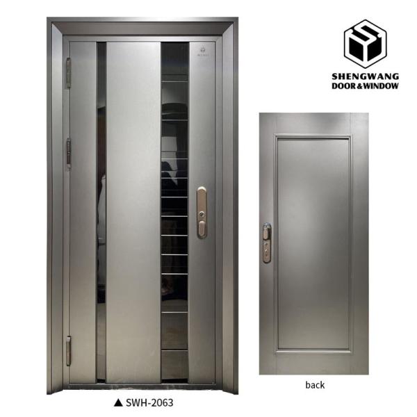 Bedroom Home With Grey  Swing Door For Customization Outswing Steel Door