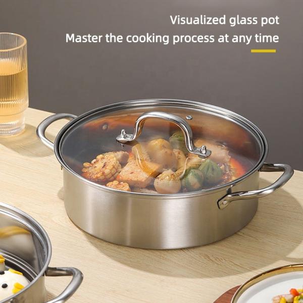 High Capacity Metal Stainless Steel Pot Steamer Food Steamer Pot Kitchen Cooking Pot With Glass Lid
