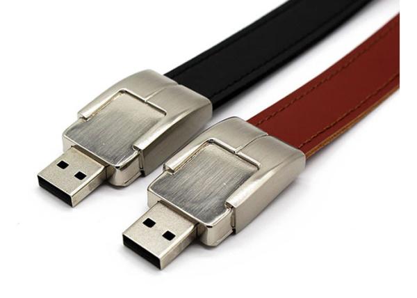 Black 128g Usb 3.0 Flash Drive , Leather Usb Drive OEM ODM Services Provided