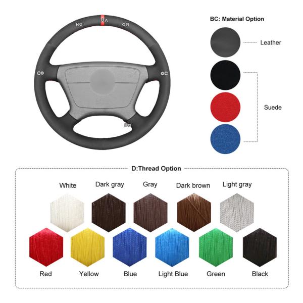 Hand Sewing Suede Steering Wheel Cover for Mercedes-Benz W202 CL-Class C140 E-Klasse