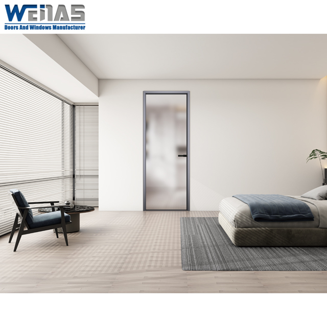 Ultra Slim Edge Single Glass Aluminium Swing Doors Silent For Office