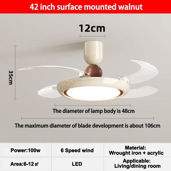 Ventilateurs intérieurs de luxe de 42 pouces, Ventilateurs de plafond de salon modernes avec des lumières lumineuses