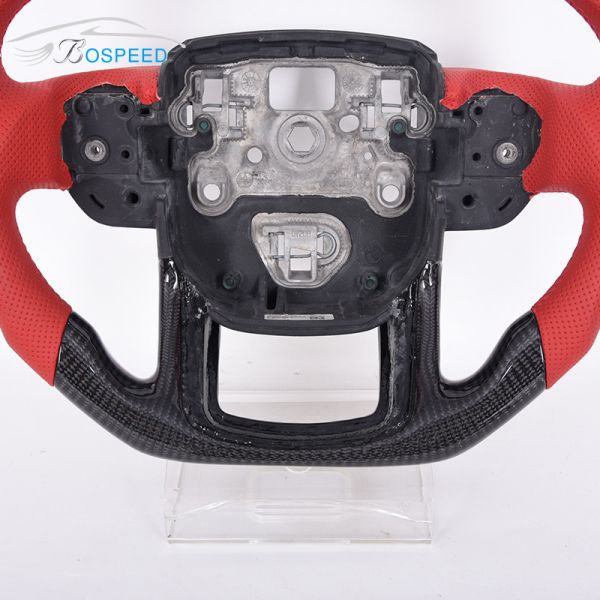 Red Stitch Leather Land Rover Steering Wheel Carbon Fiber 35cm ODM