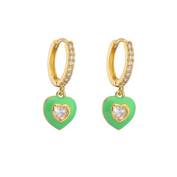 Серьги циркона красочного сердца ювелирных изделий DIY золота 18K привесные