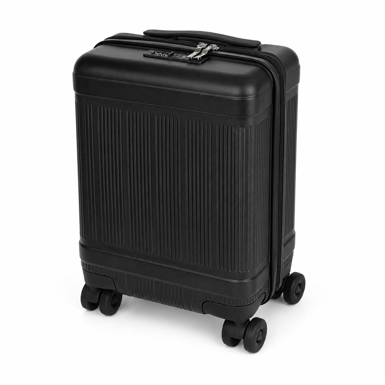 16 Inch Suitcase in Black Hard Shell with Removable Wheel & TSA Lock