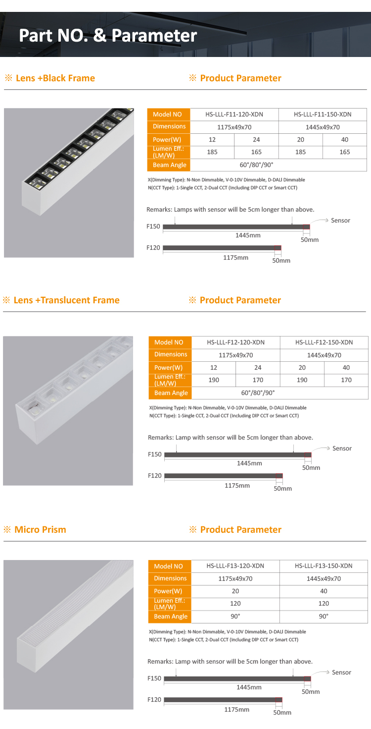 Seamless Linking LED Linear Light with UGR<19 and 5-Year Warranty for Office and Commercial Spaces
