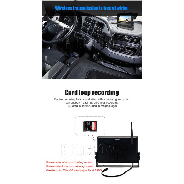 KING CROWN 10inch digital wireless rear view mirror video recorder
