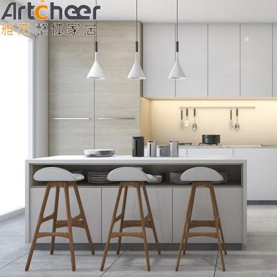 High Storage Kitchen Cabinet With Island In Minimalist Design Modular/RTA Or Customized