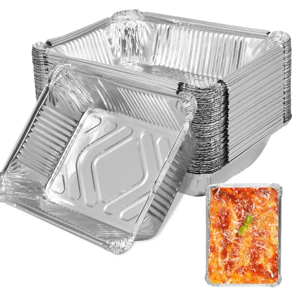 50/100Pcs Aluminum Foil Trays for Double Basket Air Fryers Food Grade Baking Pans