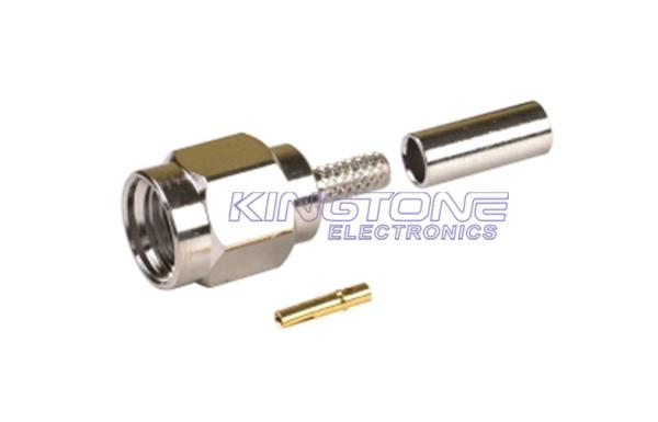 Gold SMA Male Female Coaxial Connectors Bulkhead Crimp Style with Reverse Polarity Plug