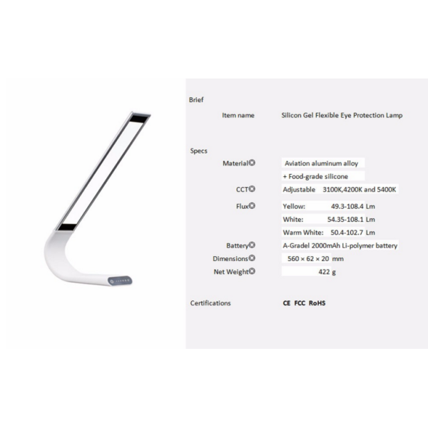 Flexible 4 levels touch control dimmable led table light,eye protected rechareable led desk lamp