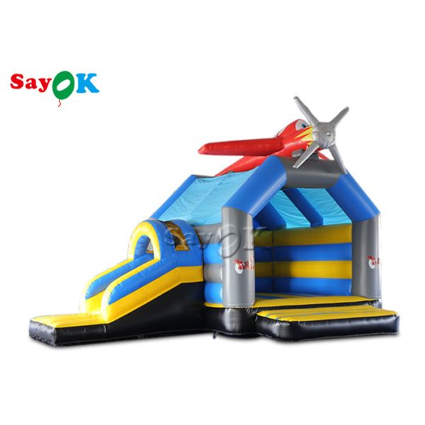 飛行機の水スライドが付いている膨脹可能な跳躍の警備員の城