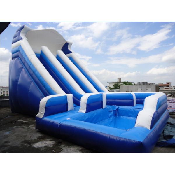 Unti-riptured Commercial Inflatable Water Slides With Swimming Pool