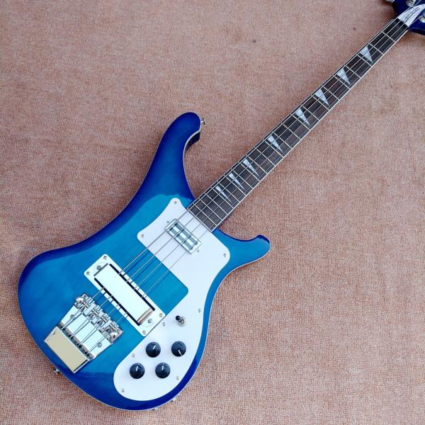 2017 Best Bass Top quality Rick 4003 model Ricken 4 strings Electric Bass guitar in blue color, Chrome hardware, Free sh