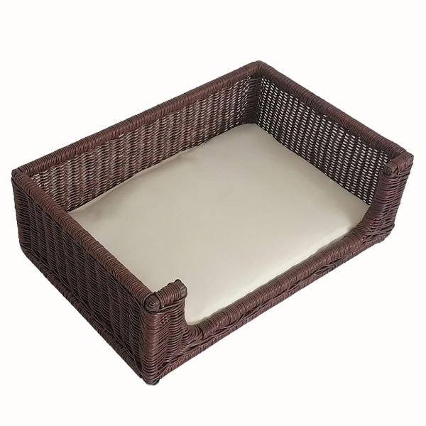 Factory Wholesale Metal Frame Round Rattan Wicker Rectangle Dogs and Cats Bed