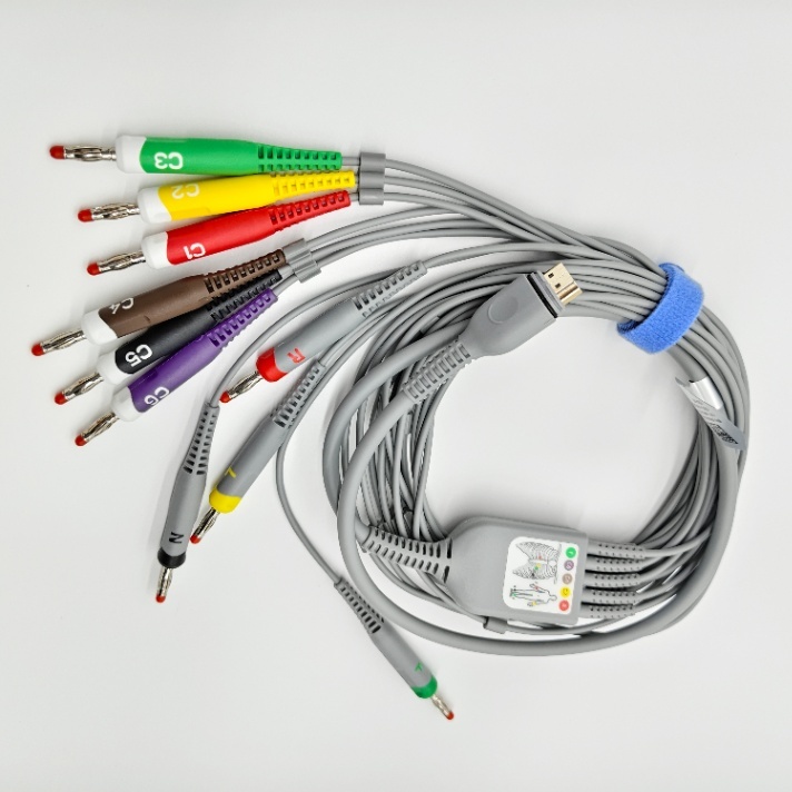 Edan 10-Lead ECG Cable EC10DIBHD1 Defib-Proof IEC 4.0mm Banana Reusable 12-Lead ECG Whole Cable for SE-1200 SE-12 SE-601 Cardiograph