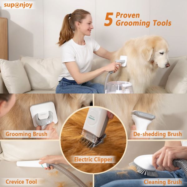 Уборщик волос для домашних животных 5 в 1 Вакуумная бритва для волос для ухода и подстрижки