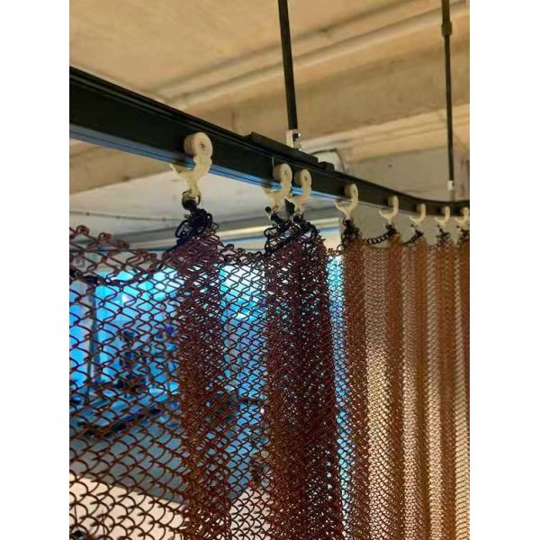 Gold Color Facade Decorative Metal Coil Drapery Spiral Weave Curtain