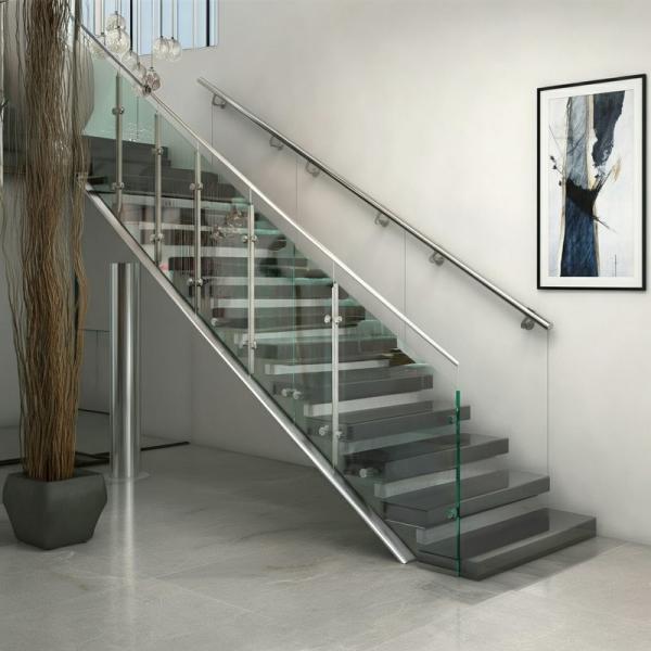 Manobras sofisticadas de aço inoxidável com 1050 mm de altura para escadas de vidro