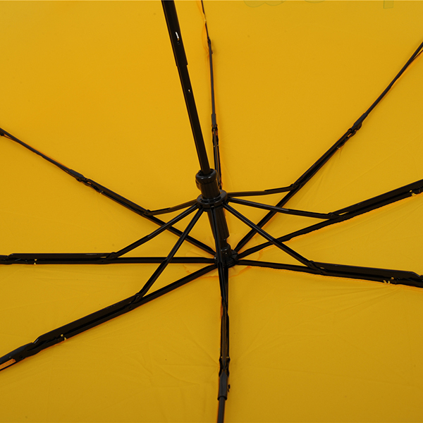 Promotional Yellow 3 Fold Manual Umbrella For Market Vendors And SMEs