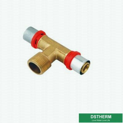 O homem personalizado rosqueou os encaixes de bronze retos dobro da união da imprensa da compressão do T para a tubulação de alumínio de Pex Pex