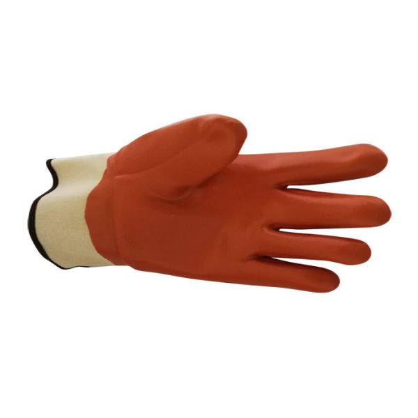 Algodón 100% de los guantes del PVC del invierno/guarnición anaranjados del jersey para la comodidad adicional