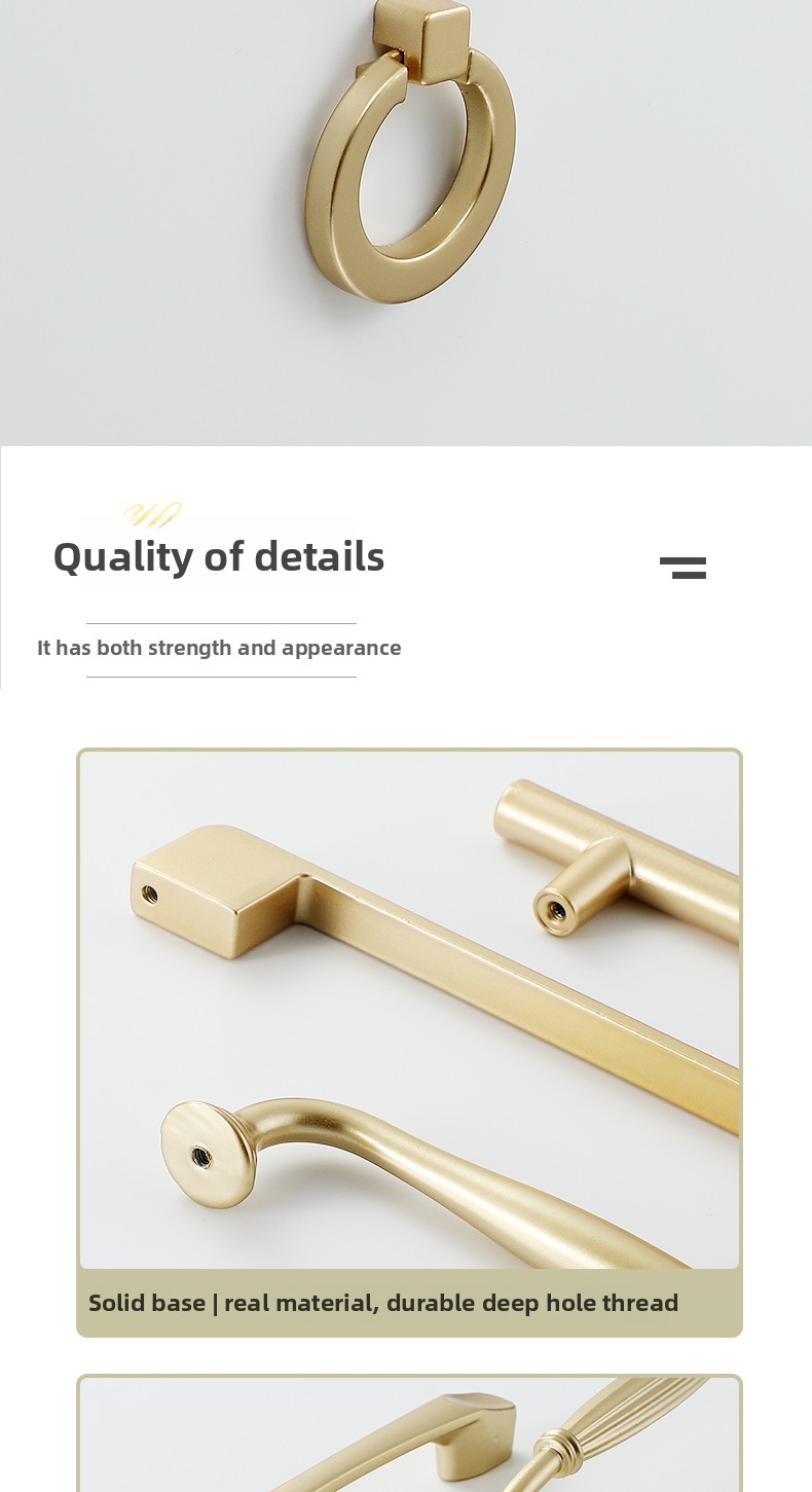 Modern Simple Luxury Golden Aluminum Alloy Durable Rectangle Cabinet Door Handle Invisible Kitchen Gym Closet Wardrobe Drawer