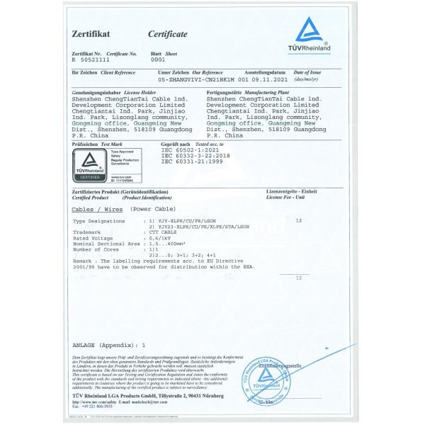 Стальная лента бронированный силовой кабель огнеупорный CU / XLPE / DSTA / PVC 0.6 / 1 КВ