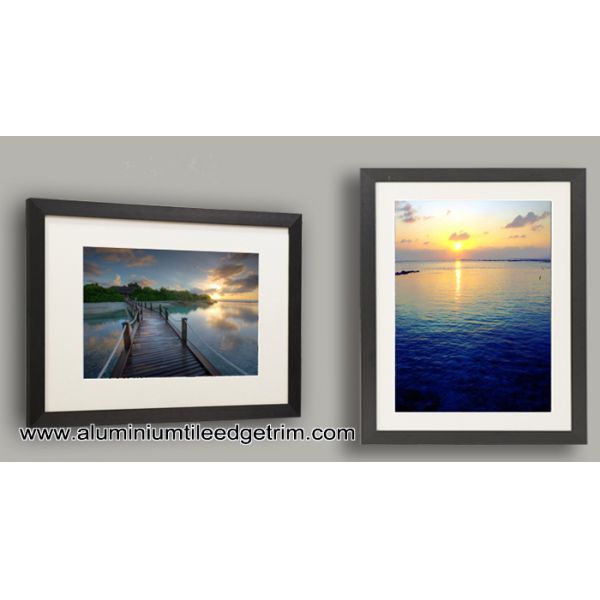 Brushed Black Aluminium Metal Picture Frames With 2 cm Flat Edge
