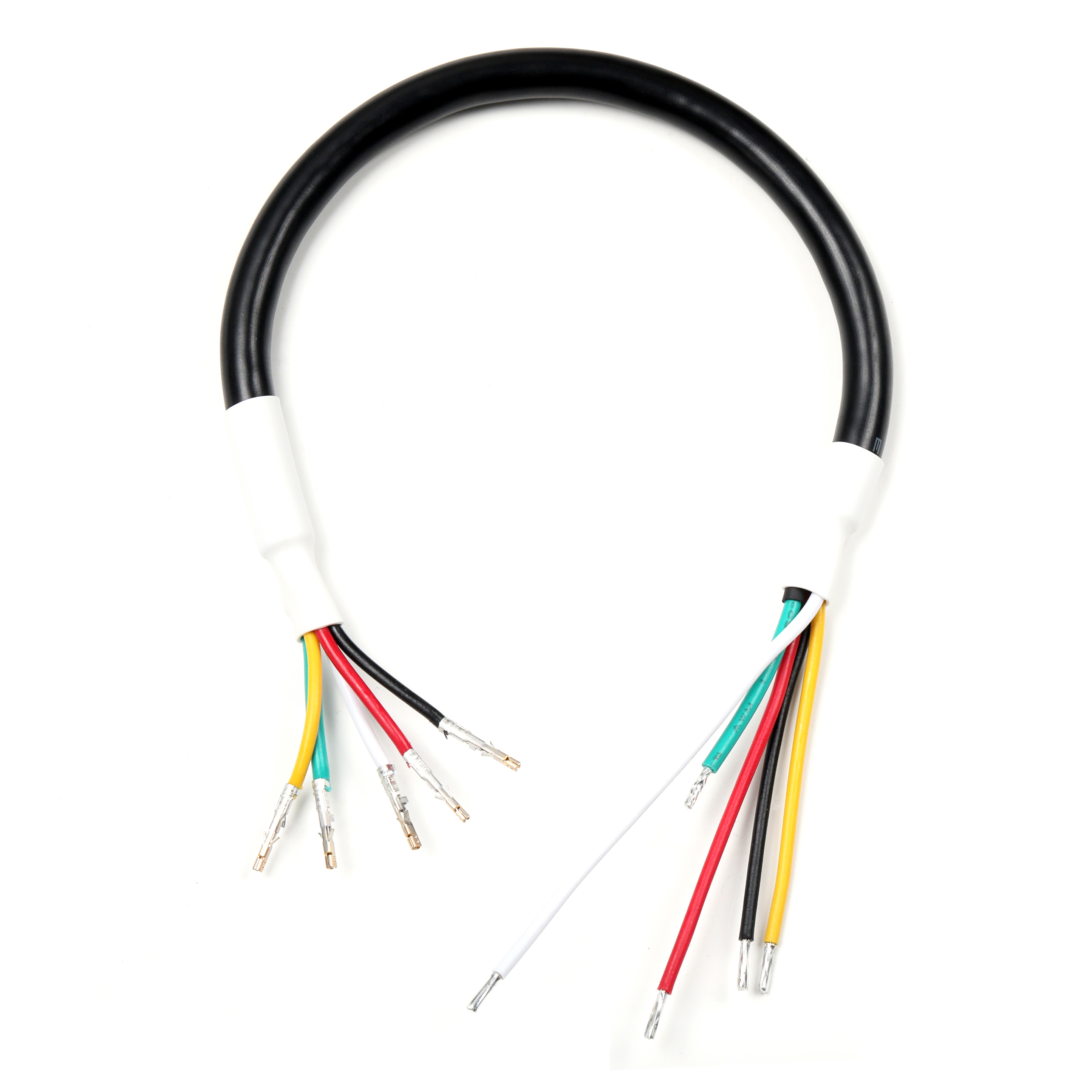Shielded 18AWG 4-Core Power Cable Assembly with Crimp Terminals