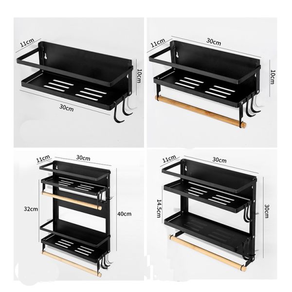 4 Tier Magnetic Fridge Organizer for Kitchen Paper Towel Holder 5 Hooks and 2.6KG Capacity