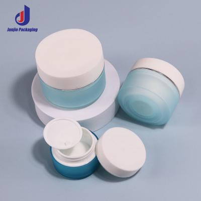 15g 20g 30g 50g Face Cream Blue Jar Matte PP Plastic Cream Jar With Golden Thread Lid