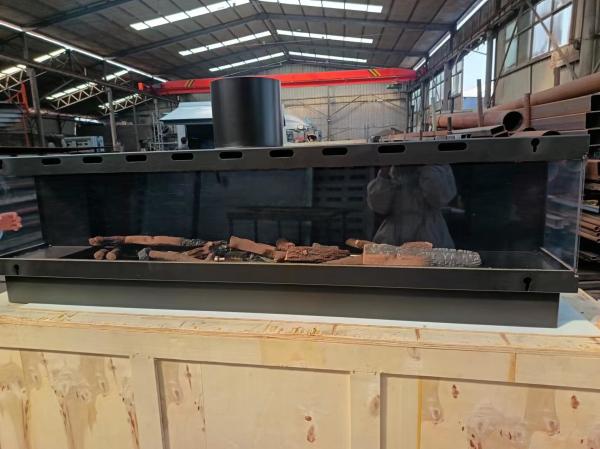 European Black Matte Carbon Steel Three-sided gas fireplace Propane Gas Natural Gas Fireplaces
