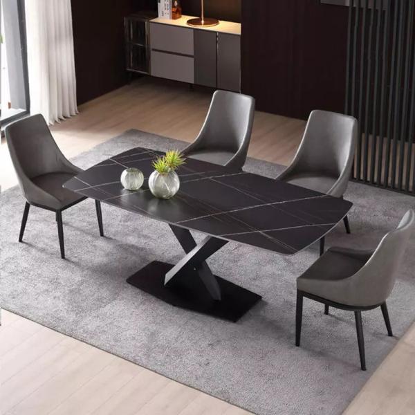 Contracted Style Black Metal Legs Dining Chairs Without Armrest Fade Resistance