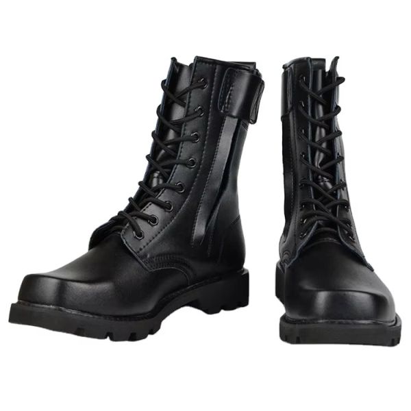 Genuine Leather Military Boots In Black And Durable Design