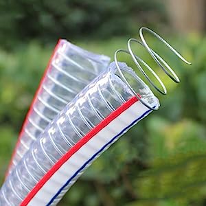 Steel Wire Suction PVC Flexible Tubing High Pressure UV Chemical Resistant Thick Vinyl Hose Tube, 10 FT