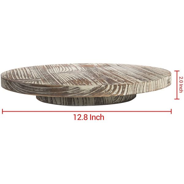 Wood Lazy Susan Turntable for Kitchen Latest Farmhouse Design Style Printed and Burned