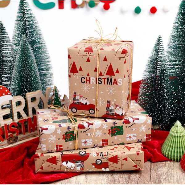 Papeterie d'emballage de cadeaux en bois et en bois pour les hommes de neige en papier d'emballage de cadeau en bois et en papier écologique