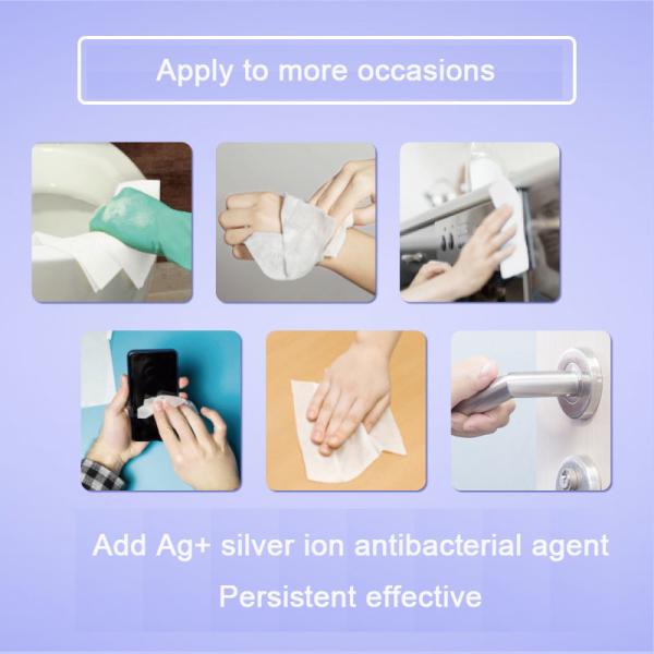 Spunlace Antibacterial Alcohol Wipes , 75% Alcohol Hygiene Wet Wipes