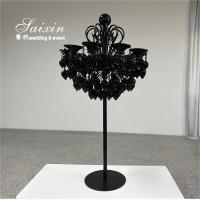 Candelabro de vidro Carregador de velas de casamento preto para peças centrais do evento